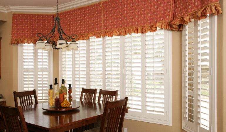 White shutters in Minneapolis dining room.